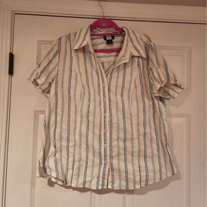 Studio 1940 white and blue striped button up shirt Size 22
